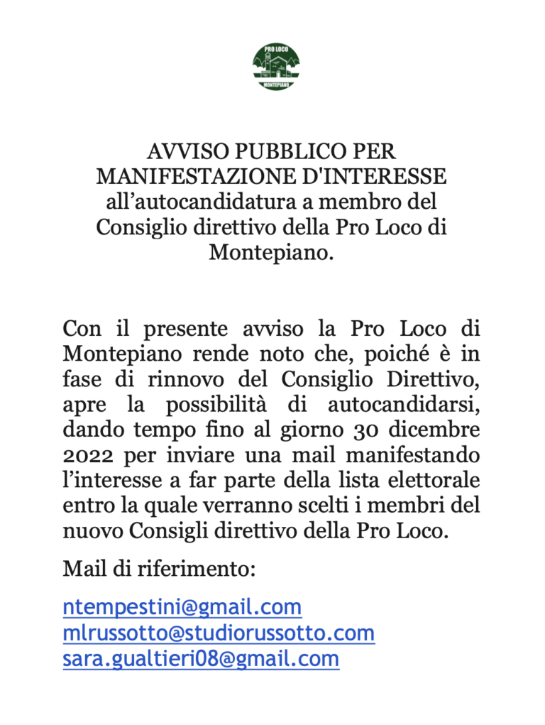 Rinnovo Consiglio Direttivo ProLoco